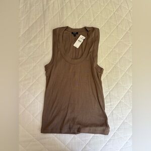 Express Brown Fitted Sleeveless Tank Top